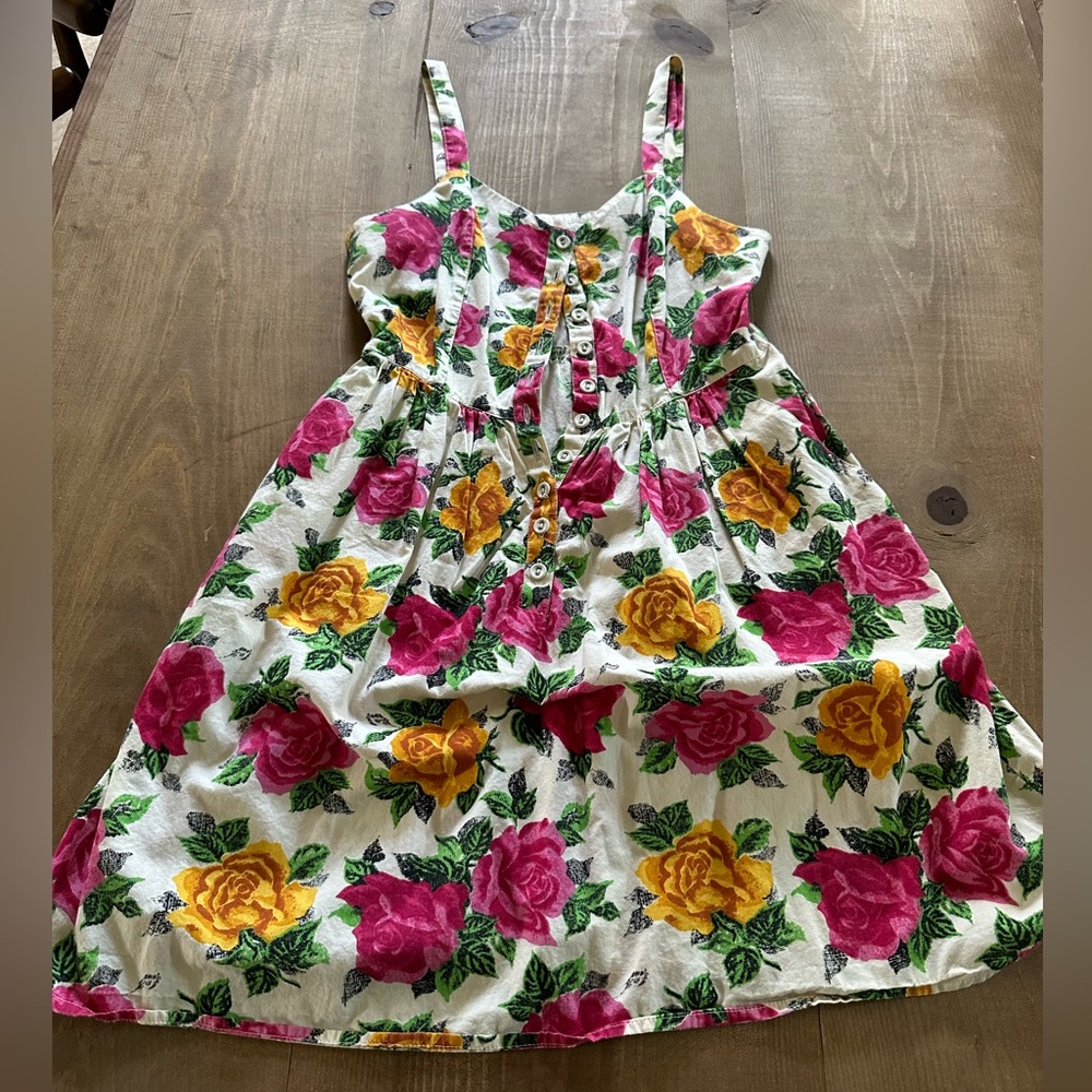 rose dress with beautiful fabric buttons